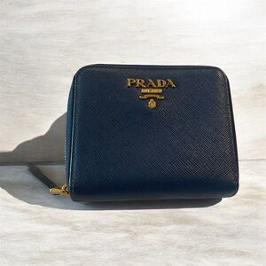 Prada Portafoglio Lampo Saffiano Metal Bluette
